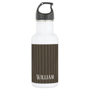 Bouteille D'eau Personnalised brown retro pinstripes