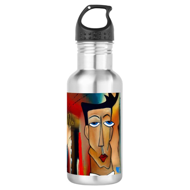 Bouteille d'eau personnalisée (24 oz), Acier inoxy (Devant)