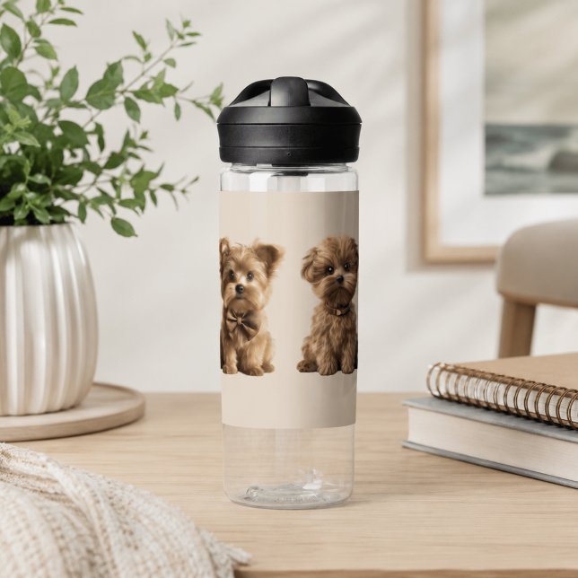 Bouteille d'eau personnalisée avec chiot mignon (Créateur téléchargé)