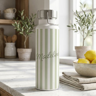 Bouteille d'eau personnalisée avec rayures sauge e