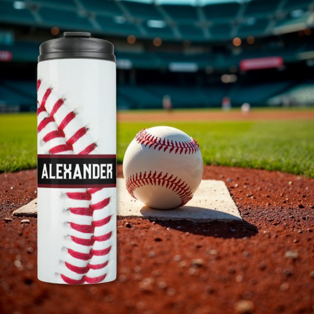 Bouteille d'eau personnalisée de baseball avec nom (Créateur téléchargé)