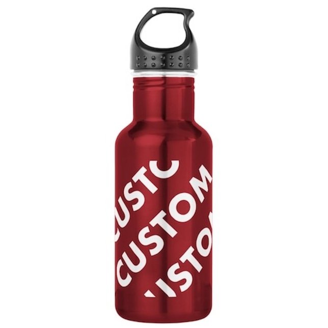 Bouteille d'eau personnalisée en acier inoxydable  (RED Custom Stainless Steel Water Bottle 18oz.)