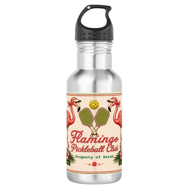 Bouteille d'eau personnalisée Flamingo Rétro Pickl (Devant)