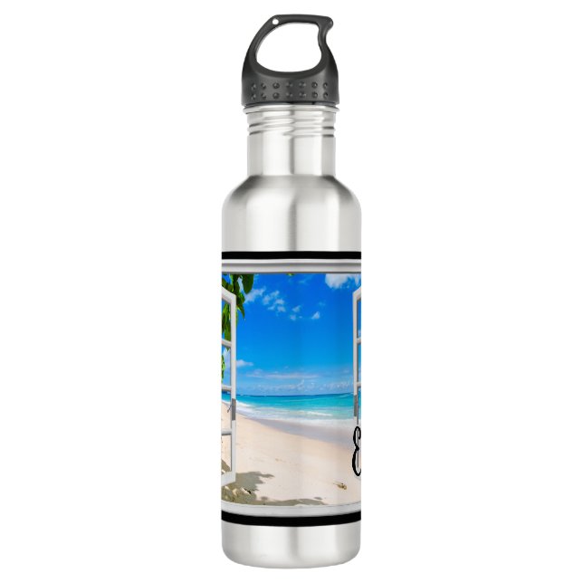 Bouteille d'eau personnalisée orientée de plage (Devant)