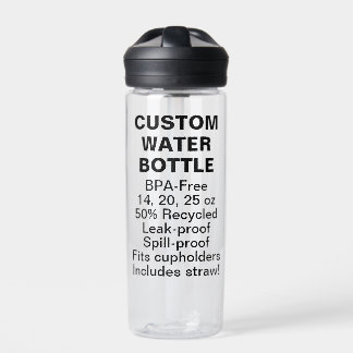 Bouteille d'eau personnalisée + paille (BPA BPS BP