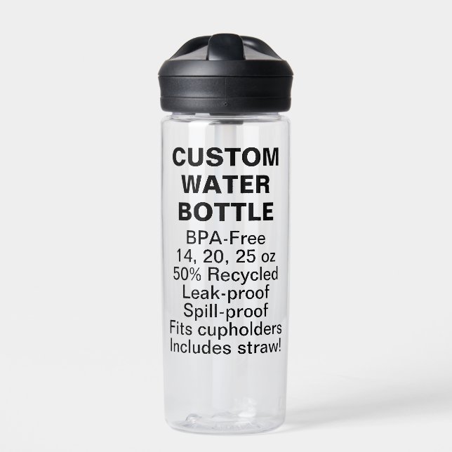 Bouteille d'eau personnalisée + paille (BPA BPS BP (Extérieur)