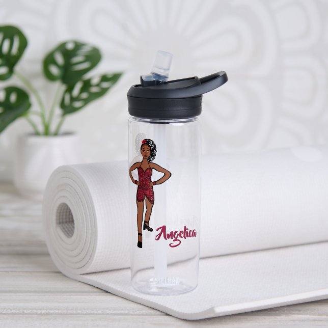 Bouteille d'eau personnalisée Ruby Ruffle #1 (Yoga (pivotée))