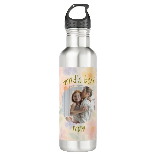 Bouteille d'eau personnalisée "World's Best Mom" (Devant)