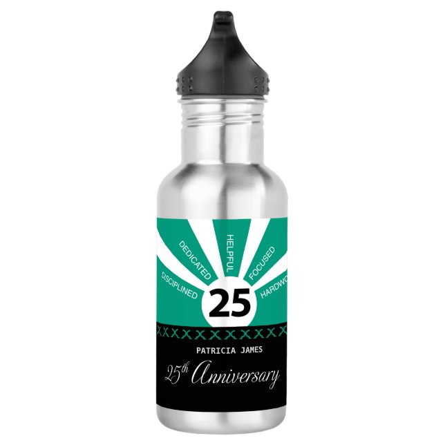 Bouteille D'eau Personnaliser, 25e anniversaire de l'employé (Droite)