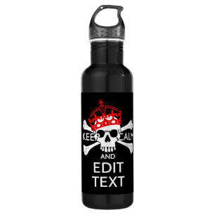 Bouteille D'eau Personnaliser avec le texte Garder calme Crossbone