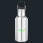Bouteille D'eau Personnaliser avec nom, texte minimaliste néon ver<br><div class="desc">Personnaliser avec nom,  texte minimaliste néon vert bouteille en acier inoxydable</div>