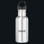 Bouteille D'eau Personnaliser avec nom, texte minimaliste noir let<br><div class="desc">Personnaliser avec nom,  texte minimaliste lettres noires bouteille en acier inoxydable</div>