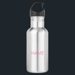 Bouteille D'eau Personnaliser avec nom, texte minimaliste rose<br><div class="desc">Personnaliser avec nom,  texte minimaliste bouteille en acier inoxydable rose</div>