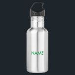 Bouteille D'eau Personnaliser avec nom, texte minimaliste vert<br><div class="desc">Personnaliser avec nom,  texte minimaliste vert bouteille d'eau en acier inoxydable</div>