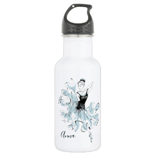 Bouteille D'eau Personnaliser Ballerina Sketch en bleu