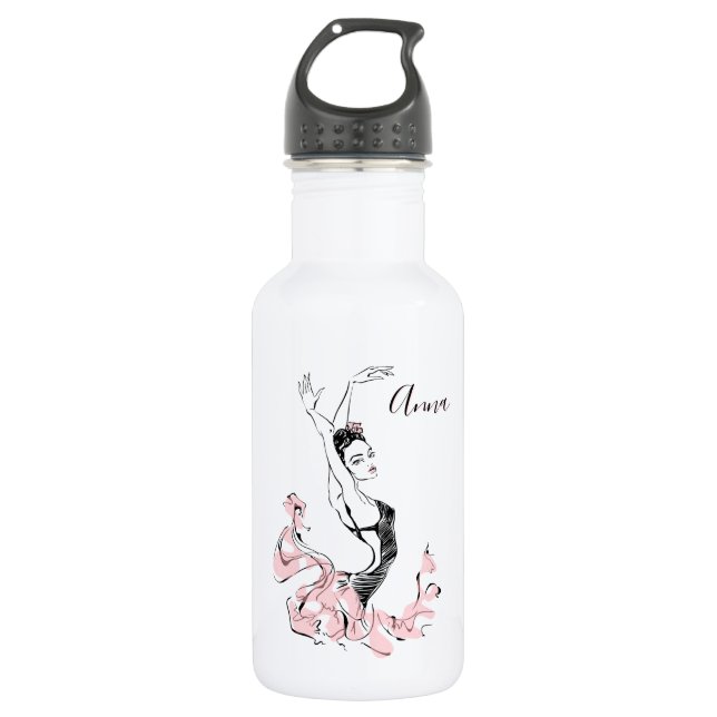 Bouteille D'eau Personnaliser Ballerina Sketch en rose (Devant)