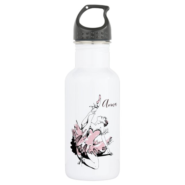 Bouteille D'eau Personnaliser Ballerina Sketch en rose (Devant)