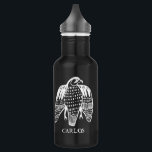 Bouteille D'eau PERSONNALISER IT Peregrine Faucon dessin BLANC<br><div class="desc">Ce faucon pèlerin féroce orne les deux côtés de la bouteille d'eau,  customisez-le avec votre nom ou vos initiales. Consultez ma boutique pour plus de couleurs et d'autres articles correspondants comme tee - shirts,  autocollants et plus encore!</div>