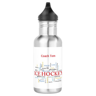Bouteille D'eau Personnaliser, Merci d'entraîneur de hockey sur gl