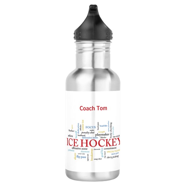 Bouteille D'eau Personnaliser, Merci d'entraîneur de hockey sur gl (Droite)