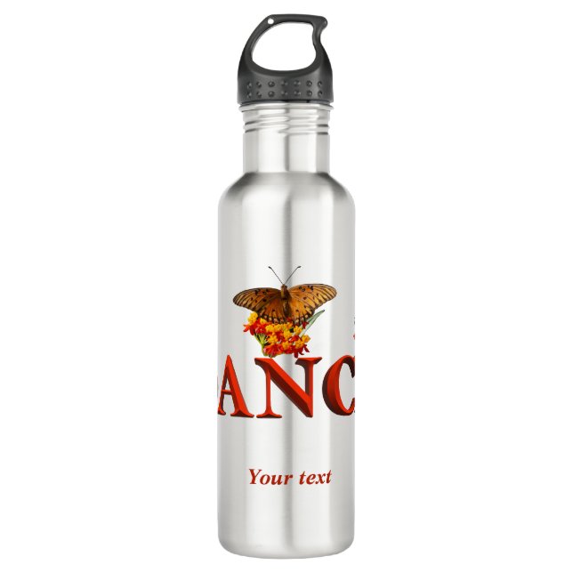 Bouteille D'eau Personnalisez le panneau Danse avec des papillons (Devant)