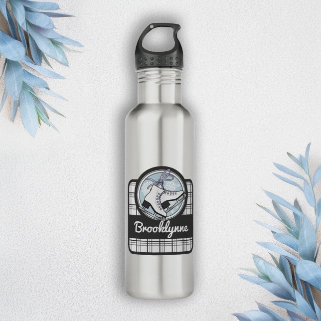 Bouteille D'eau Personnalized Nom Moderne Tartan Ice Skating (Créateur téléchargé)