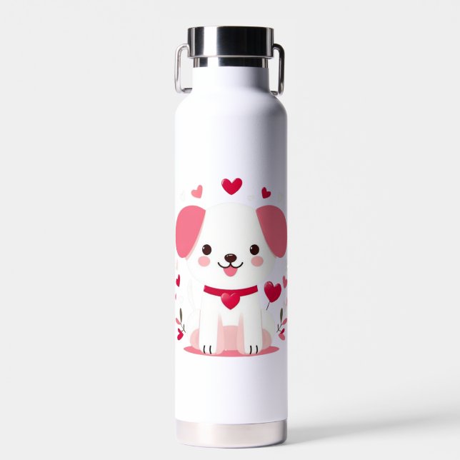Bouteille D'eau Petit chiot de la Saint-Valentin (Avant)