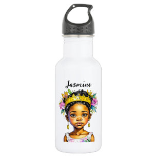 Bouteille D'eau Petite fille personnalisée Princesse de couleur