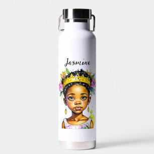 Bouteille D'eau Petite fille personnalisée Princesse de couleur