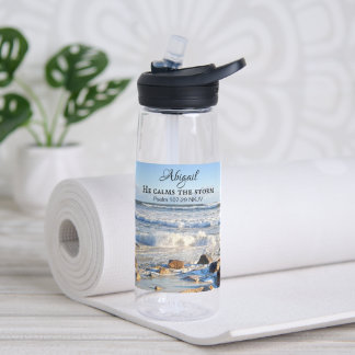 Bouteille D'eau Photo de mer orageuse Il calme la tempête Verset b