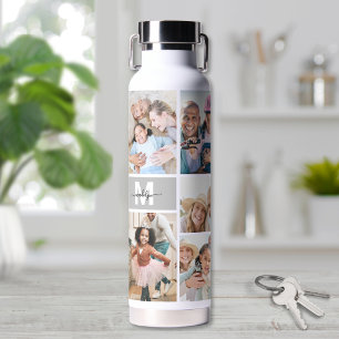 Bouteille D'eau Photo en collage monogramme simple