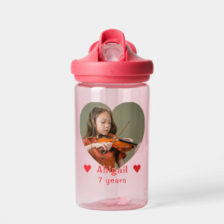 Bouteille D'eau Photo et nom, cœur pour les enfants