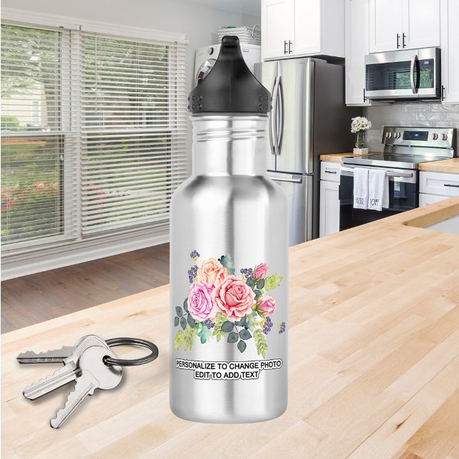 Bouteille D'eau Photo personnalisée (deux côtés) Oeuvre d'art Nom  (Custom Photo (Two Sides) Artwork Slogan Name 18oz Stainless Steel Water Bottle)