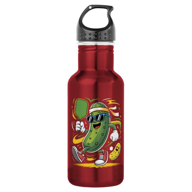 Bouteille D'eau Pickle Jouant au Pickleball (Devant)