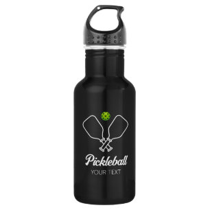 Bouteille D'eau Pickleball avec pagaies et balle noir personnalisé