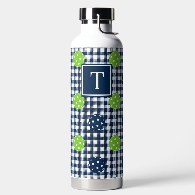 Bouteille D'eau Pickleball Gingham Prépa - Navy & Lime (Droite)