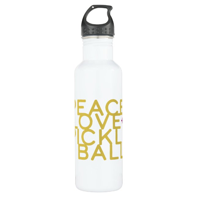 Bouteille D'eau Pickleball Peace and Love Yellow Water Bottle (Devant)