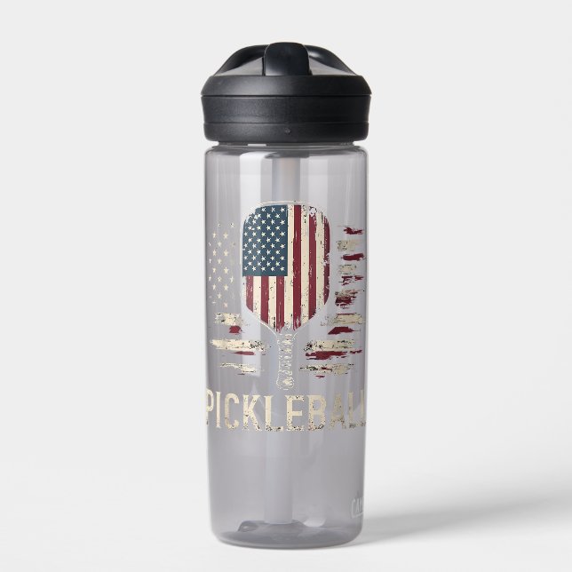 Bouteille D'eau Pickleball Player US Flag Retro Paddleball (Extérieur)