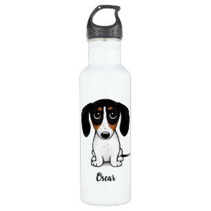 Bouteille D'eau Piebald Dachshund  Chien mignon avec texte personn