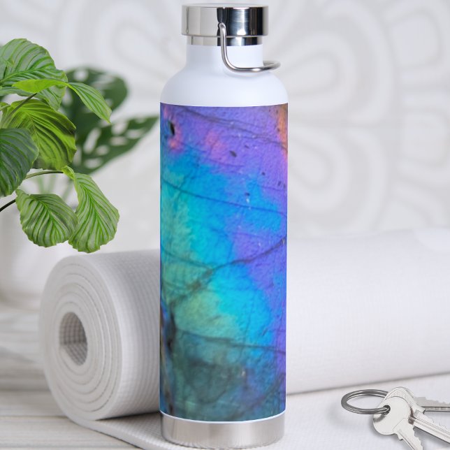Bouteille D'eau Pierre de marbre moderne tendance colorée (Chic Modern Stylish Crystal Stone Colorful Water Bottle)