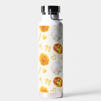 Bouteille D'eau Pierre et fleur de naissance de novembre | Citrine