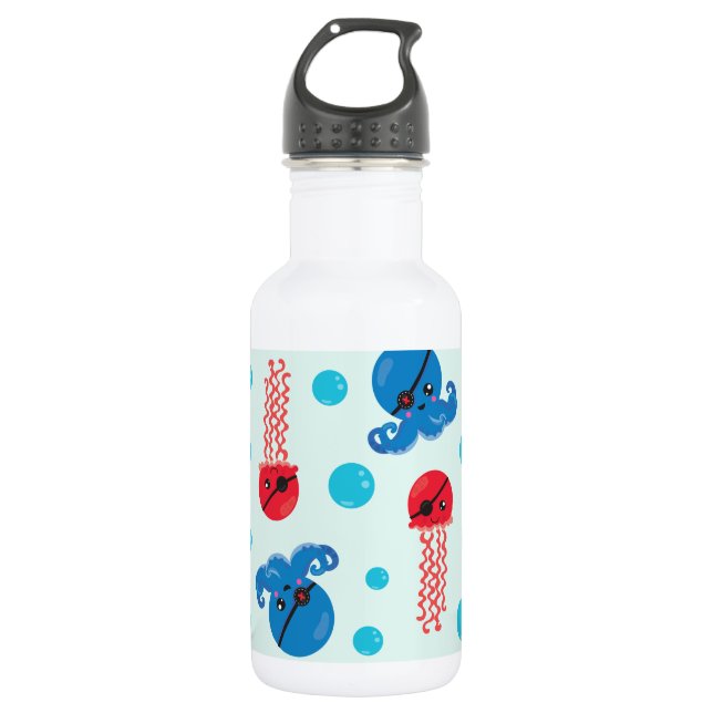 Bouteille D'eau Pieuvre pirate, méduse pirate, animaux marins (Devant)