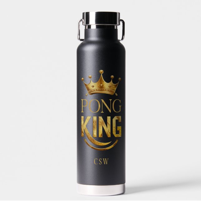 Bouteille D'eau Ping Pong King Gold Couronne personnalisée (Avant)