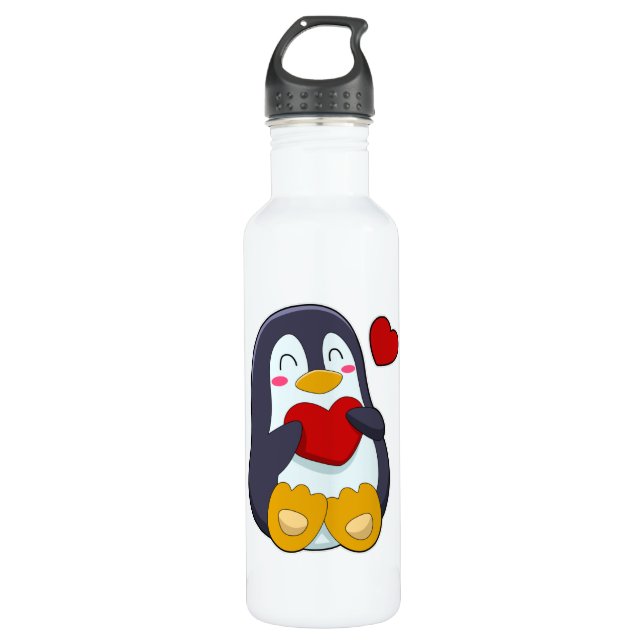 Bouteille D'eau Pingouin avec coeur (Devant)
