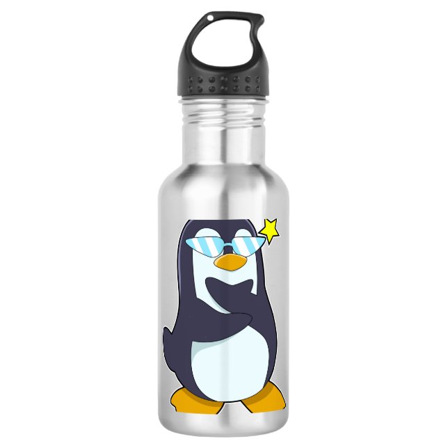 Bouteille D'eau Pingouin avec lunettes de soleil (Devant)