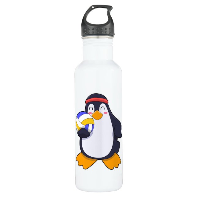 Bouteille D'eau Pingouin dans les sports de volleyball (Devant)
