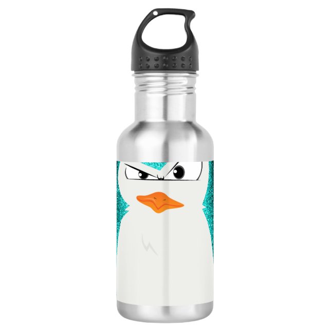 Bouteille D'eau Pingouin fâché teal.png (Devant)