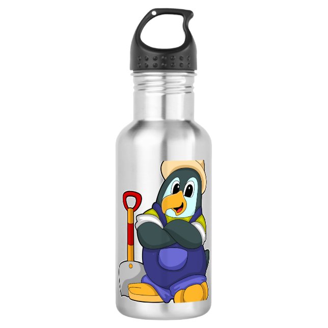 Bouteille D'eau Pingouin paysan avec merle (Devant)