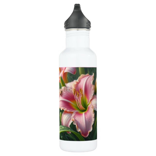 Bouteille D'eau Pink Daylily Floral (Droite)