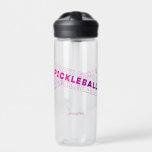 Bouteille D'eau Pink Purple Gradient Pickleball Typography Name<br><div class="desc">Show your opponents you mean business on the court with this funky pink and purple gradient pickleball repeating text water bottle. And a name so everyone know’s who the cool bottle belongs to!</div>